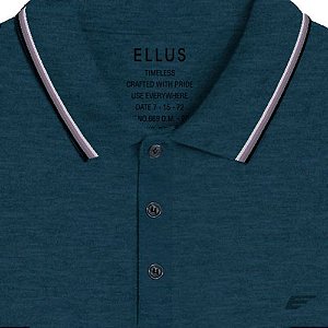 Polo Ellus Piquet Melange Easa Frisos Masculina Azul