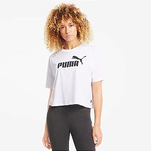 Camiseta Cropped Puma Logo Tee Feminina Branca
