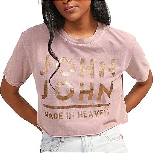 Camiseta John John Cropped Penny Feminina Rose