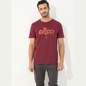 Camiseta Colcci Estampada Masculina Bordô