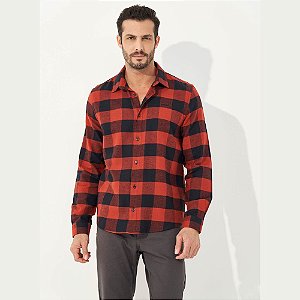 Camisa Colcci Xadrez Relax Masculina Vermelha