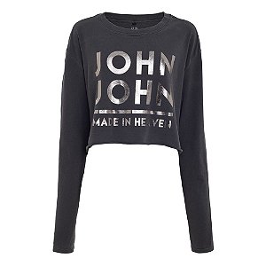 Camiseta John John Cropped Penny Feminina Preta - Dom Store Multimarcas  Vestuário Calçados Acessórios