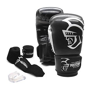 Kit Pretorian Boxe Muay Thai Kickboxing Elite Bandagem Bucal