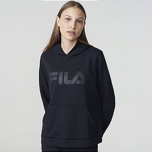 Casaco Fila Letter Com Capuz Feminino Preto