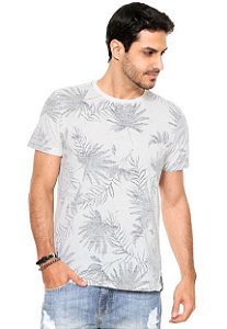 Camiseta Ellus Folhagem Branca/Preta