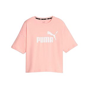 Camiseta Cropped Puma Logo Tee Feminina Rosa