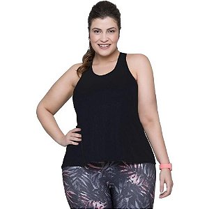 Regata Selene Plus Size Feminina Dry Preto