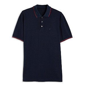 Polo Ellus Piquet e Asa Friso Classic Masculina Marinho