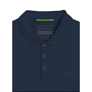 Polo Ellus Cotton Slim Easa Masculina Azul