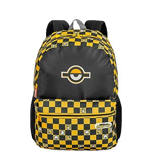 Mochila Grande Minions Chess Sestini Preta Amarela