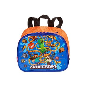 Lancheira Pequena Minecraft Azul Laranja Sestini