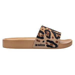 Chinelo Slide Melissa Animal Print Feminino Marrom