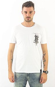 CAMISETA MASCULINA COTTON FINE MOTORCYCLE CLASSIC - BRANCA