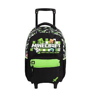 Mochila de Carrinho Minecraft M Sestini Preta Verde