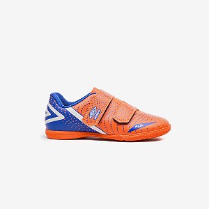 Chuteira Futsal Umbro Flip Kids Infantil Laranja Azul Branco