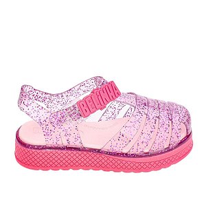 Sandália Belinha Infantil  Kidy Plataforma Rosa Glitter