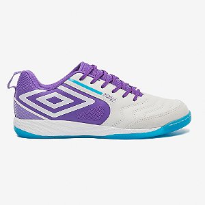 Chuteira Futsal Umbro Pro 5 Bump Club Branco Roxo