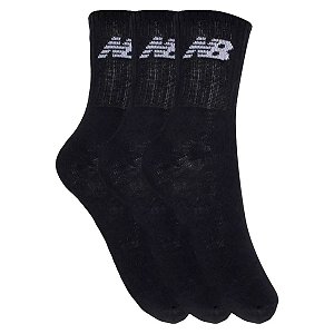 Kit 3 pares meia cano alto New Balance 39 a 42  Preta