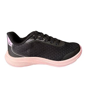 Tênis Kidy Infantil K360 Energy 2 Elástico Preto Rosa