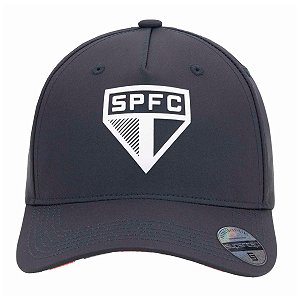Boné São Paulo Silk Frontal Aba Tricolor Supercap Preto