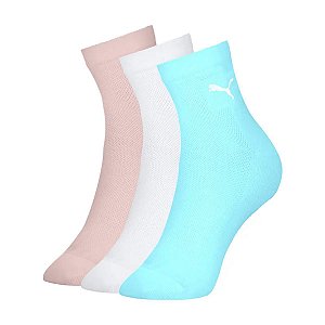 Kit 3 Meias Puma Cano Médio Feminina 34 ao 39 Coloridas