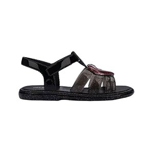 Sandália Mini Melissa Hip Lovely Infantil Preto Glitter