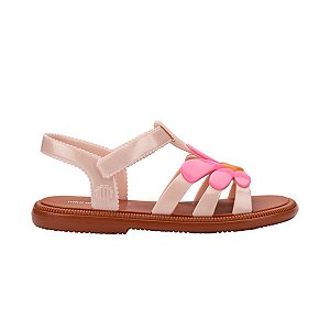 Sandália Mini Melissa Hip Bloomy Infantil Marrom Rosa