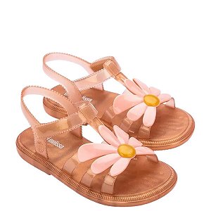 Sandália Mini Melissa Hip Bloomy Infantil Marrom Perolado