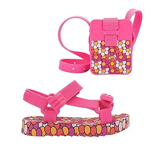 Sandália Mini Melissa Playtime Bolsa Discover Rosa Amarelo