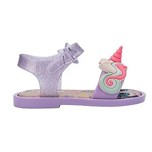Sandália Mini Melissa Mar Sandal Uni Baby Lilás Metalizado