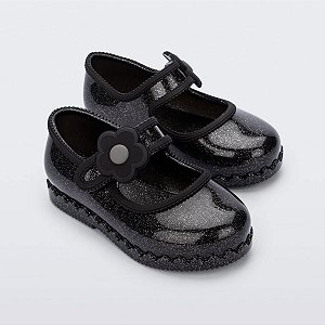 Sandália Mini Melissa Hip Ballerina BB Preto Glitter