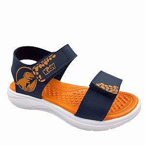 Sandália Kidy Fly Dino Baby Marinho Laranja + Boia Praia