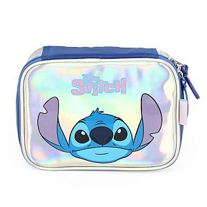 Estojo Box Infantil Médio Metalizado Stitch Disney Luxcel