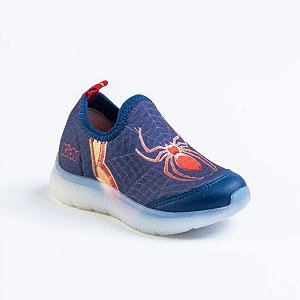 Tênis Kidy Flex Light Pisca Pisca Aranha Marinho Vermelho