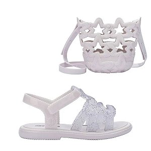 Kit Mini Melissa + Bolsa Luminous Baby Branco Glitter