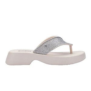 Sandália Melissa Flatform M Lover Glitter Bege Claro