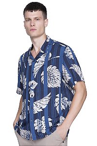 CAMISA ELLUS UNISSEX HAWAII MAXI LEAVES AZUL