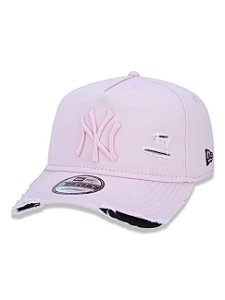 BONÉ NEW ERA  ABA CURVA DESTROYED MLB NEW YORK PINK