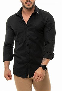 CAMISA RED FEATHER MASCULINA SLIM PRETO