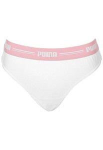 CALCINHA PUMA FIO DENTAL LOGO BRANCA ROSA