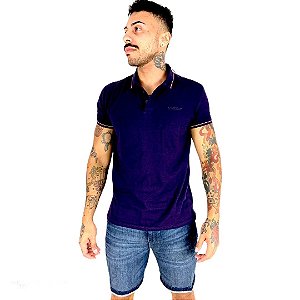 Camisa Polo Ellus Industry Frisos duplos Lilás masculina