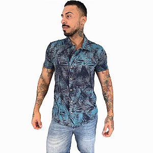 CAMISA RED FEATHER SPORT FOLHAGEM AZUL MARINHO