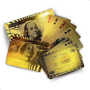 Baralho Dollar Dourado 24k Ouro Folheado A Prova D'agua Poker Truco Cartas