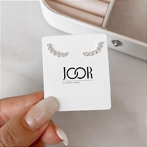 Brinco ear cuff folhas cravejadas