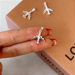 Pingente avião cravejado