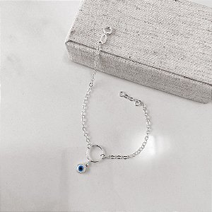 Pulseira entremeio círculo pingente olho grego