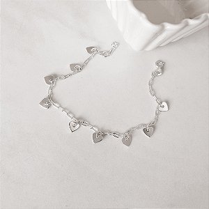 Pulseira pingentes coração 6mm corrente cartier