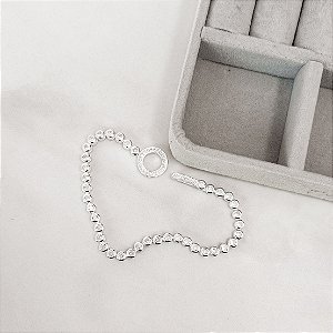 Pulseira riviera cravação inglesa 3.6 com fecho redondo cravejado 17,5cm