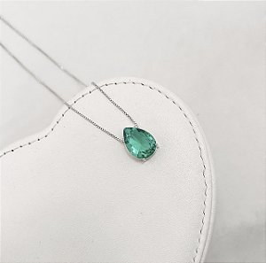 Colar zircônia gota turquesa