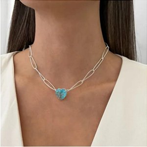 Choker elo com zircônia coração